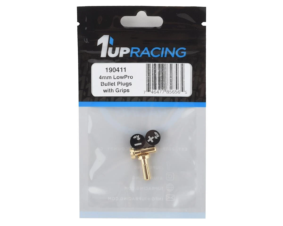 1UP Racing LowPro Bullet Plug Grips W/4mm Bullets (Black/Black) 2 1UP Racing LowPro Bullet Plug Grips W/4mm Bullets (Black/Black) - Image 2