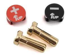 1UP Racing LowPro Bullet Plug Grips W/4mm Bullets (Black/Red)
