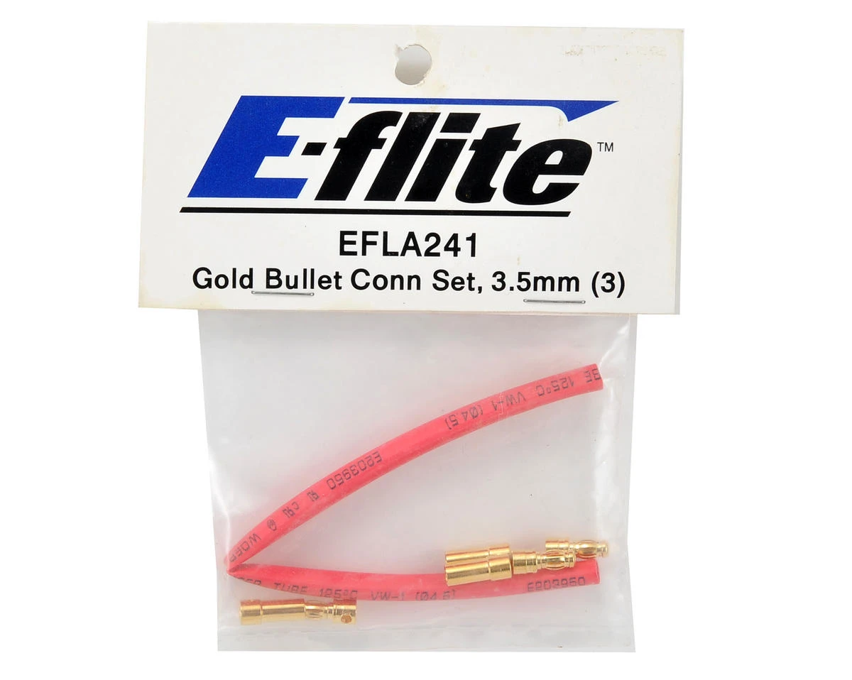 E-Flite 3.5mm Gold Bullet Connector Set W/Heatshrink (3 Male/3 Female) 2 E-Flite 3.5mm Gold Bullet Connector Set W/Heatshrink (3 Male/3 Female) - Image 2