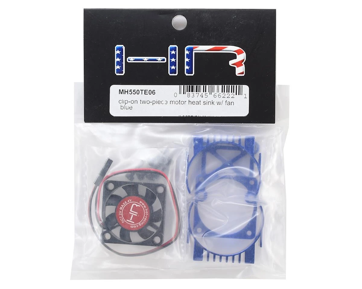 Hot Racing Clip-On Two-Piece Motor Heat Sink W/Fan (Blue) 2 Hot Racing Clip-On Two-Piece Motor Heat Sink W/Fan (Blue) - Image 2