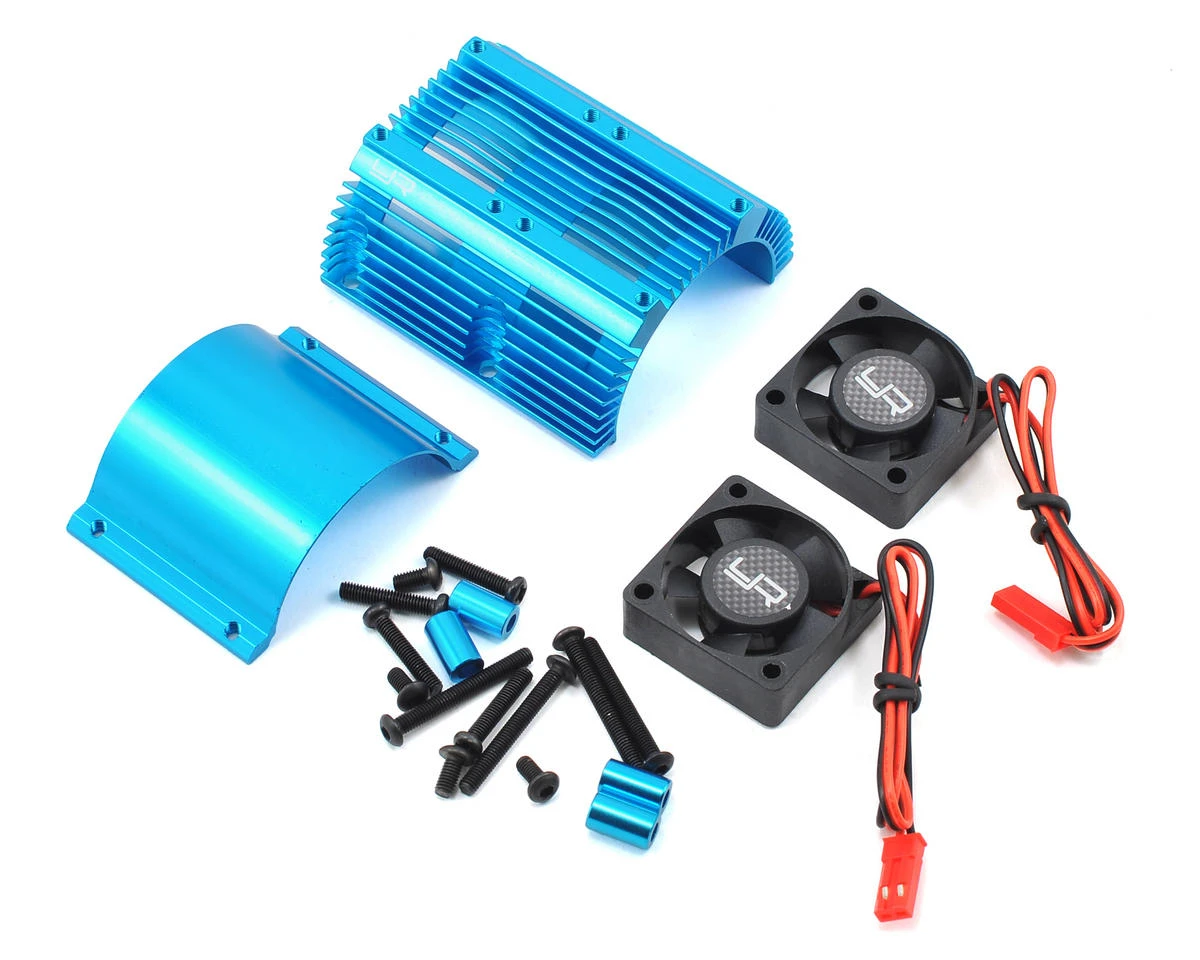 YEAH RACING 1/8 Twin Fan Aluminum Heat Sink W/2 Fans (Blue) (40.8mm Diameter) 1 YEAH RACING 1/8 Twin Fan Aluminum Heat Sink W/2 Fans (Blue) (40.8mm Diameter)