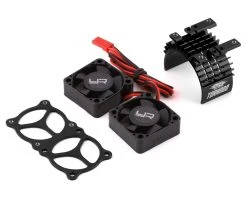 YEAH RACING Aluminum 540/550 Motor Heat Sink W/Twin Tornado Fans (Black)