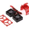 YEAH RACING Aluminum 540/550 Motor Heat Sink W/Twin Tornado Fans (Red)