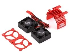 YEAH RACING Aluminum 540/550 Motor Heat Sink W/Twin Tornado Fans (Red)